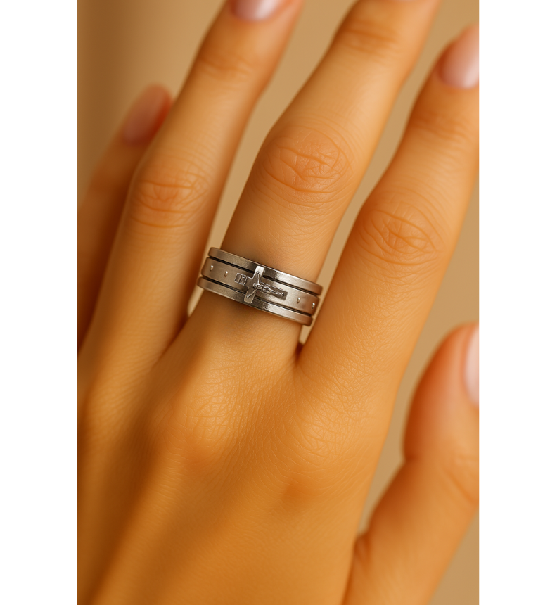 Vintage Religious Cross Silver Ring-Maryam Jewelry