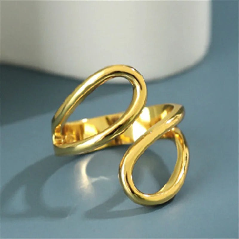 Retro Gold Timeless Curved Open-Loop Style Ring-Maryam Jewelry