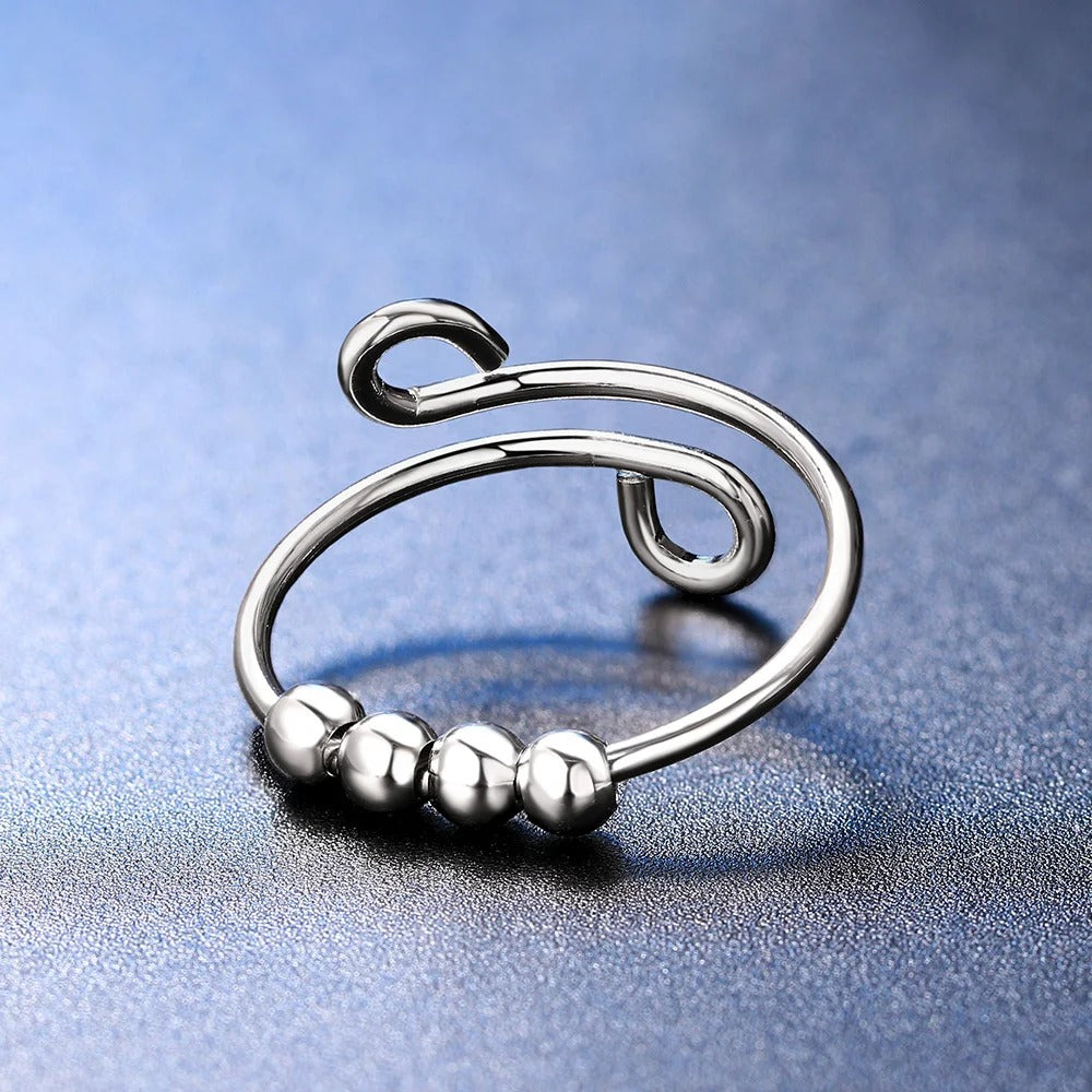 Vintage Silver Minimalist Swirl Adjustable Ring-Maryam Jewelry