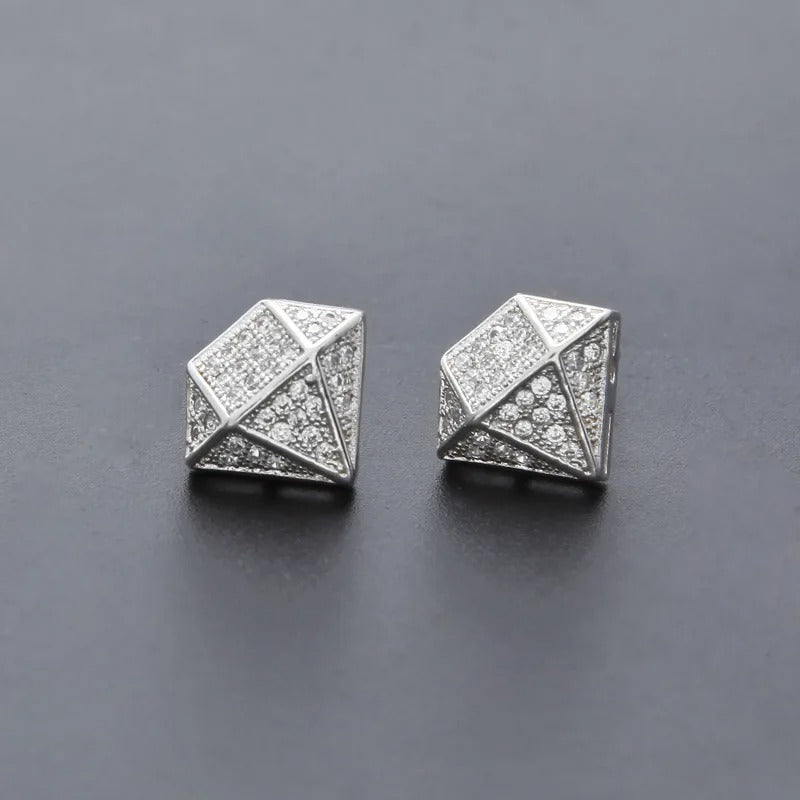 Silver Geometric Sparkle Earrings-Maryam Jewelry