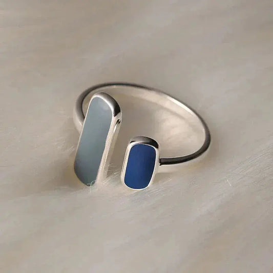 Vintage ring with blue stone in silver-Maryam Jewelry