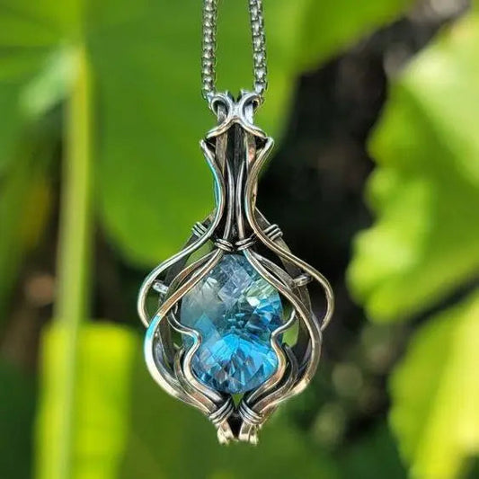 Blue Vintage Necklace in Silver-Maryam Jewelry