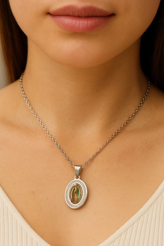 Spiritual Silver Virgin Mary Necklace-Maryam Jewelry
