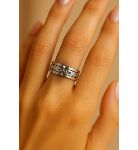 Vintage Religious Cross Silver Ring-Maryam Jewelry