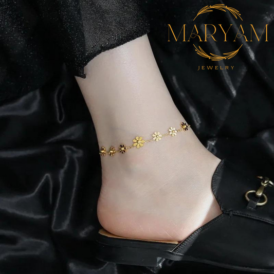 18k Gold Plated Daisy Flower Anklet