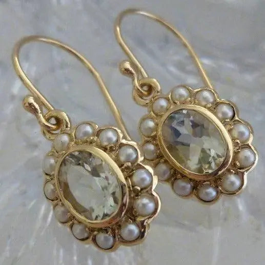 Boho earrings with pearls and crystals-Maryam Jewelry