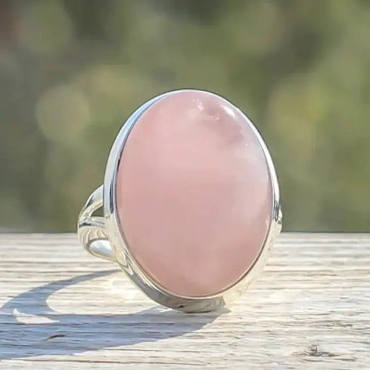 Vintage Rose Quartz Ring in Sterling Silver-Maryam Jewelry