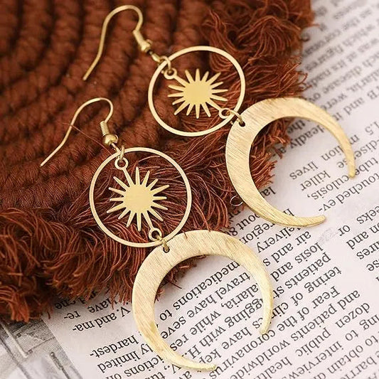 Vintage Gold Moon Earrings-Maryam Jewelry