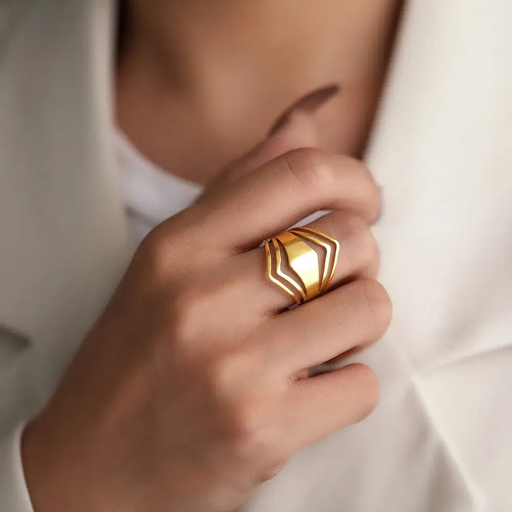 Elegant Gold Statement Ring-Maryam Jewelry