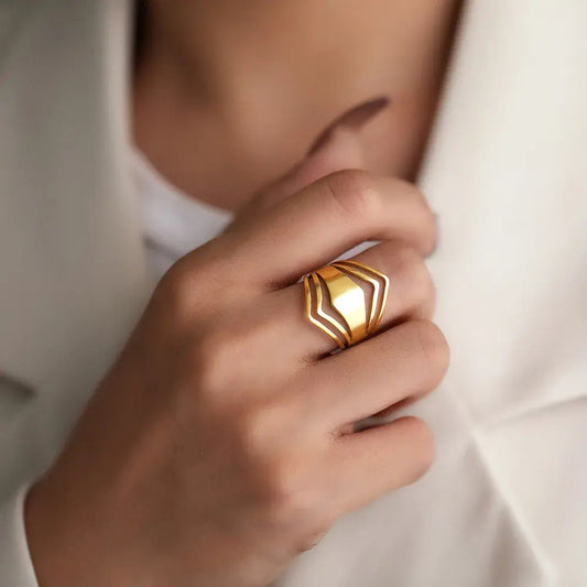 Elegant Gold Statement Ring-Maryam Jewelry