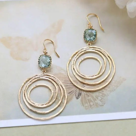 Vintage Earrings with Spiral Design in Gold and Zirconium-Maryam Jewelry