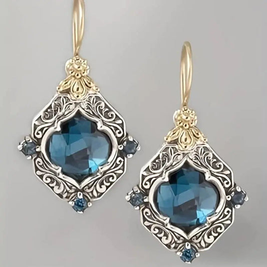 Blue Crystal Earrings in Gold and Silver-Maryam Jewelry