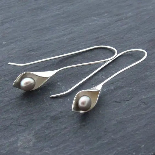 Vintage Silver Bead Dangle Earrings-Maryam Jewelry