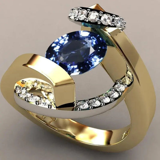 Vintage ring with blue zircon-Maryam Jewelry