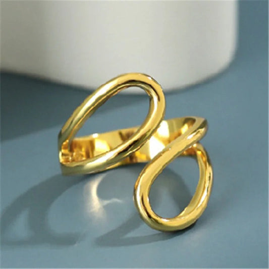 Retro Gold Timeless Curved Open-Loop Style Ring-Maryam Jewelry