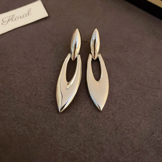 Antique Style Silver Abstract Leaf Design Earrings-Maryam Jewelry