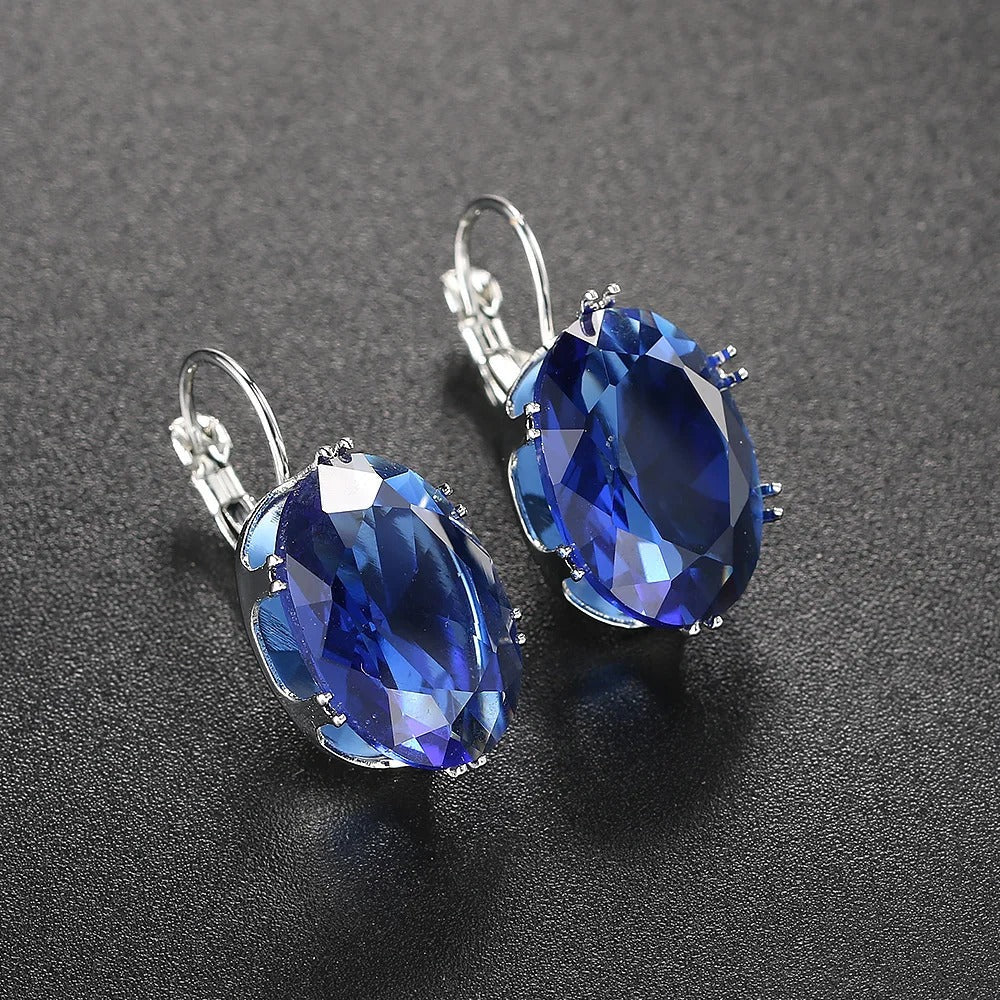 Classic Blue Gemstone Earrings-Maryam Jewelry