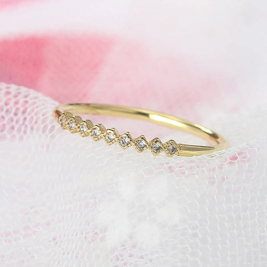 Vintage Gold Sparkling Diamond-Cut Stone Ring-Maryam Jewelry