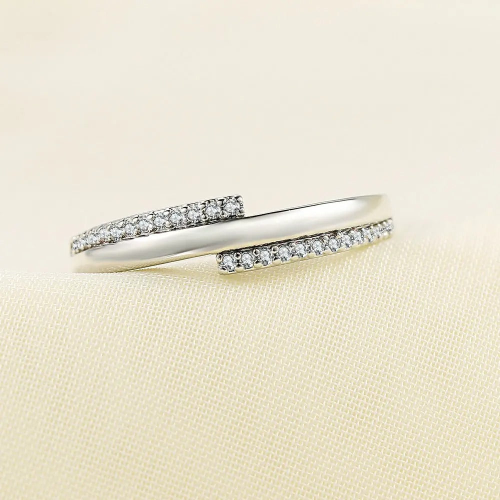 Vintage Silver Two Crystal-Lined Band Ring-Maryam Jewelry