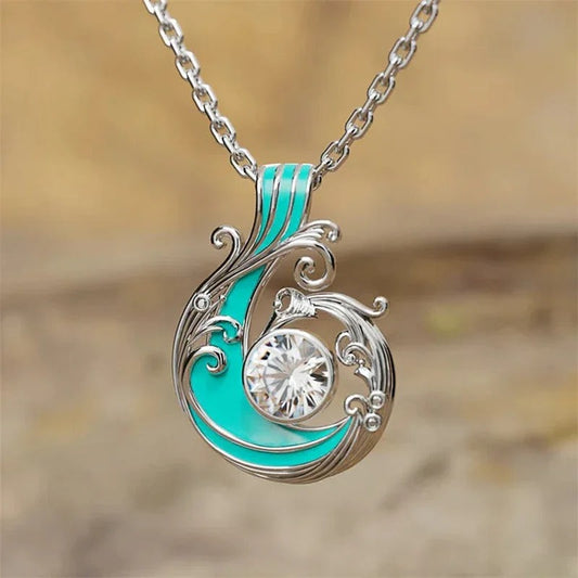 Silver Turquoise Filigree Necklace-Maryam Jewelry