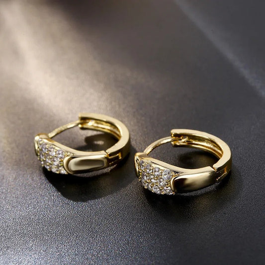 Classic Gold Sparkling Gemstone Hoop Earrings-Maryam Jewelry