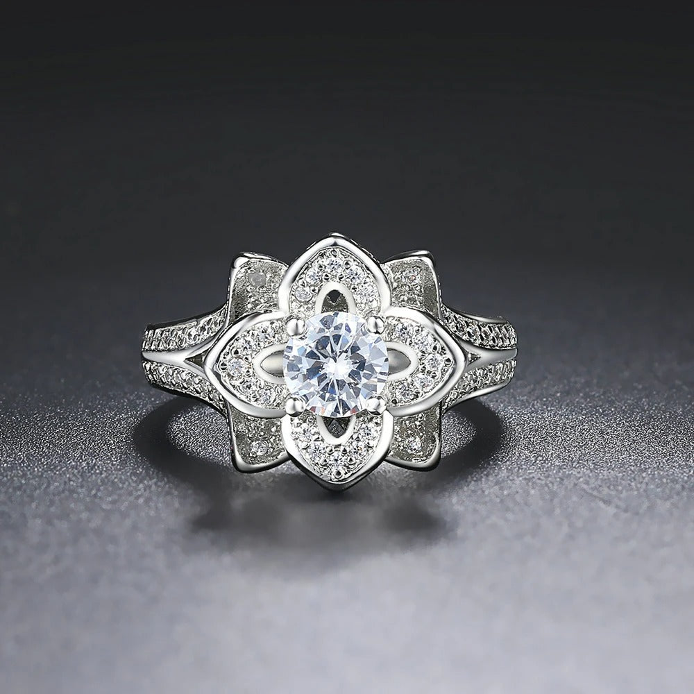 Timeless Floral Silver Band Vintage Ring-Maryam Jewelry