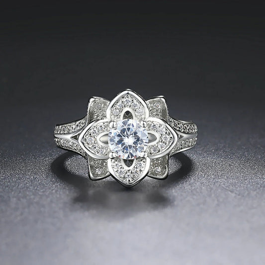 Timeless Floral Silver Band Vintage Ring-Maryam Jewelry