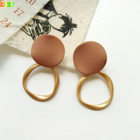 Vintage Matte Brown & Gold Hoop Earrings-Maryam Jewelry