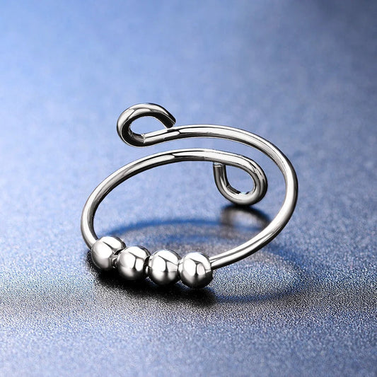 Vintage Silver Minimalist Swirl Adjustable Ring-Maryam Jewelry