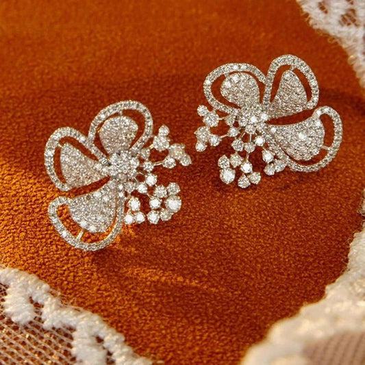 Vintage Silver Sparkling Bloom Earrings