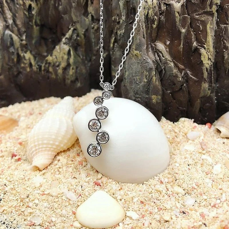 Vintage Silver Round Crystal Necklace-Maryam Jewelry
