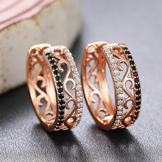 Rose Gold Sparkle Hoop Earrings