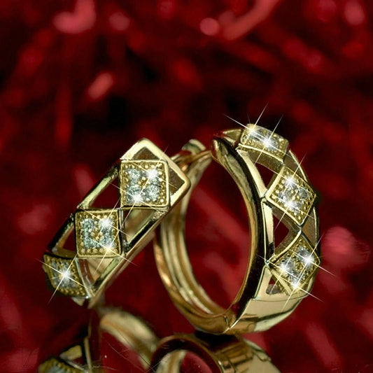 Vintage Gold Pave Diamond Earrings-Maryam Jewelry