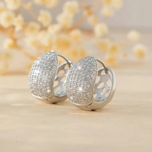 Silver Curved Sparkle Earrings