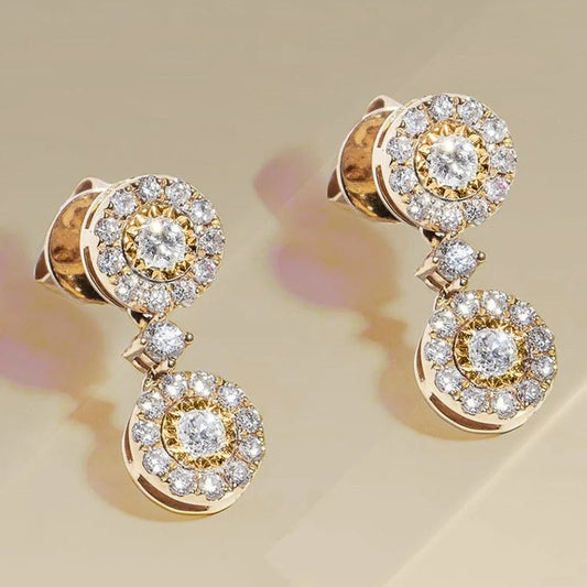 Vintage Gold Double Circle Earrings-Maryam Jewelry