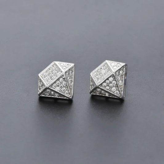 Silver Geometric Sparkle Earrings-Maryam Jewelry