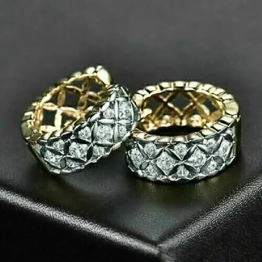 Vintage Gold Quilted Hoop Earrings