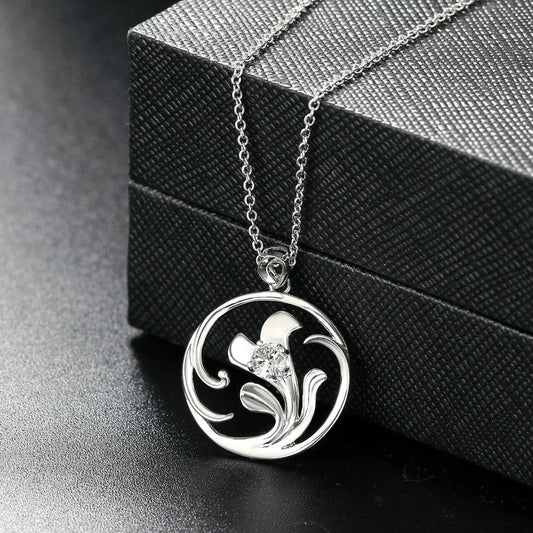 Antique Silver Swirling Floral & Gemstone Necklace-Maryam Jewelry