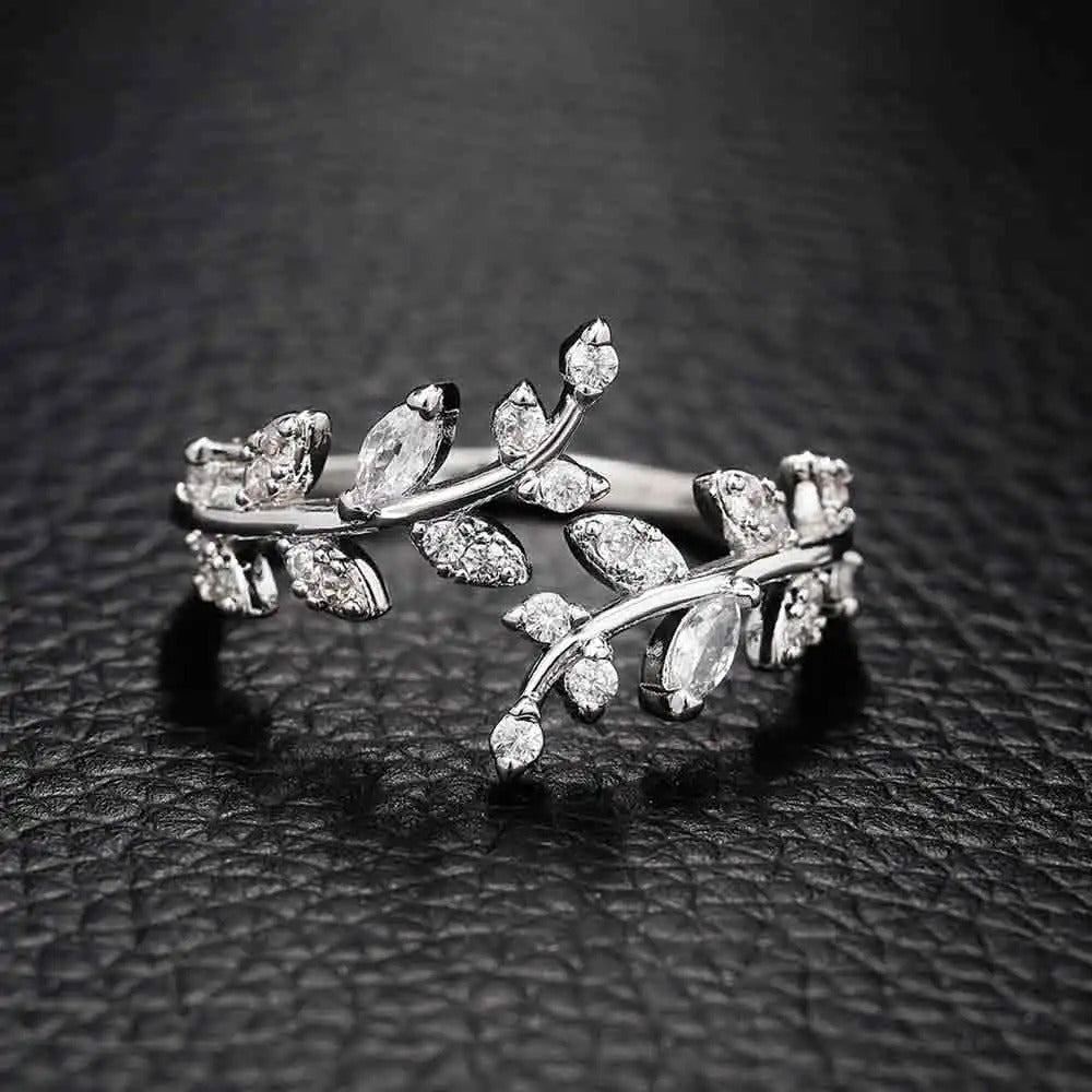 Vintage Floral Leaf Silver Adjustable Ring-Maryam Jewelry