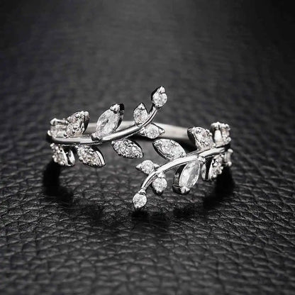 Vintage Floral Leaf Silver Adjustable Ring-Maryam Jewelry