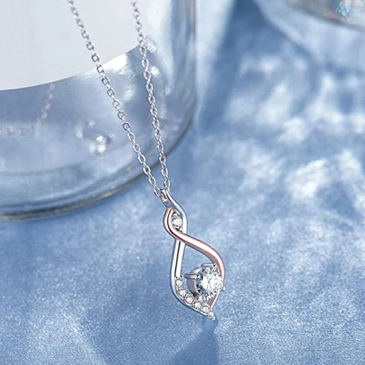 Silver Twist & Crystal Necklace-Maryam Jewelry