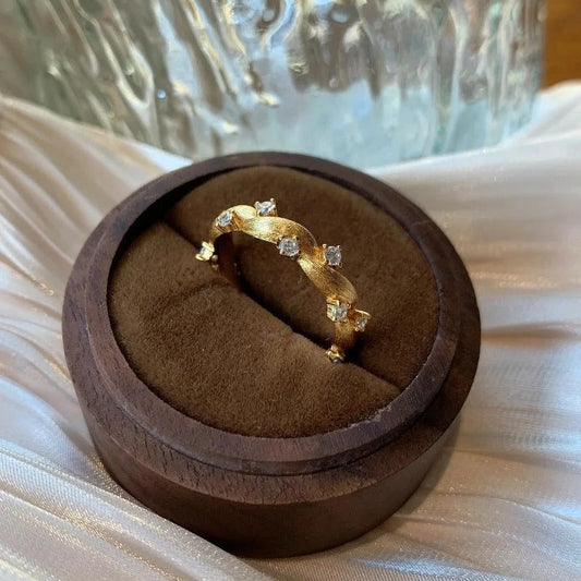 Vintage Gold & Diamond Wave Vine Adjustable Ring-Maryam Jewelry