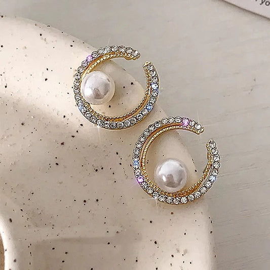 Vintage Pearl Open Round Circle Earrings-Maryam Jewelry