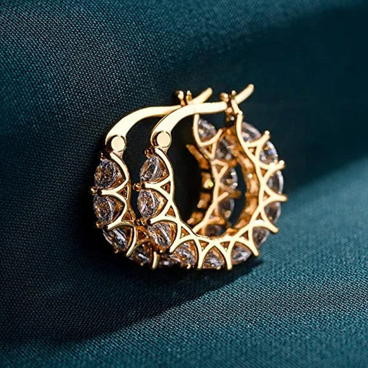 Vintage Gold Crystal Hoop Earrings