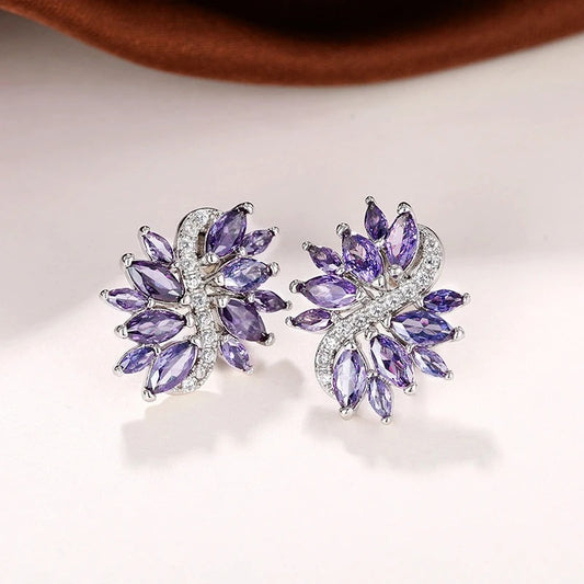 Silver Vintage Lavender Sparkle Earrings