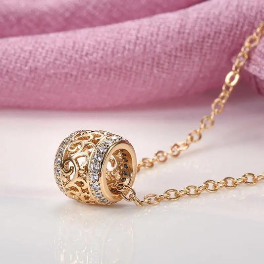 Gold Decorative Crystal Necklace-Maryam Jewelry