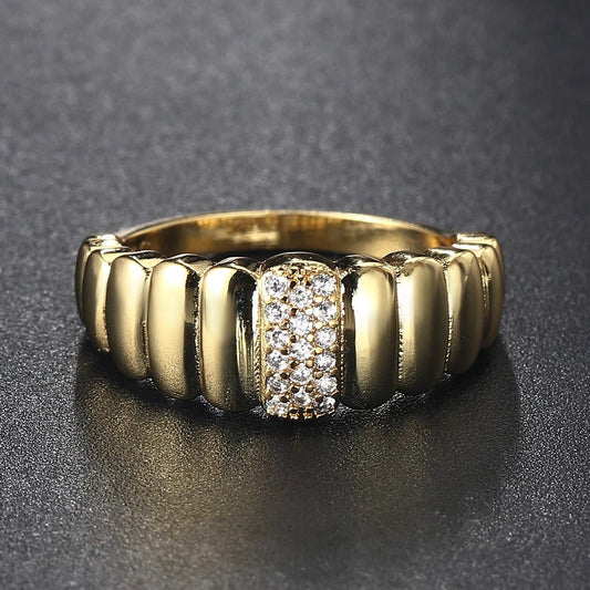 Vintage Gold Sparkling Diamond Inlay Ring-Maryam Jewelry