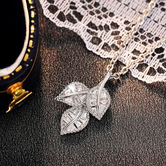 Silver Baguette Crystal Necklace-Maryam Jewelry