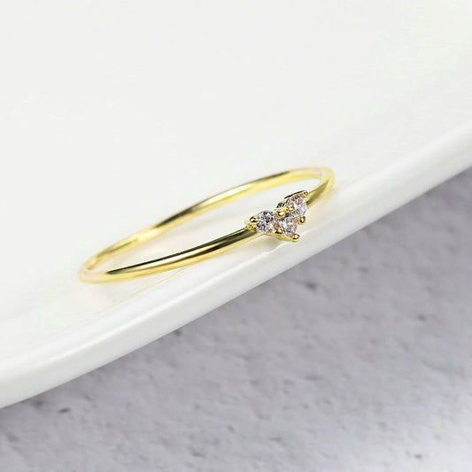 Classic Gold Triple Sparkling Stone Ring-Maryam Jewelry