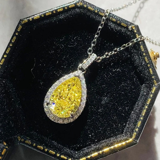 Silver Yellow & White Crystal Necklace-Maryam Jewelry